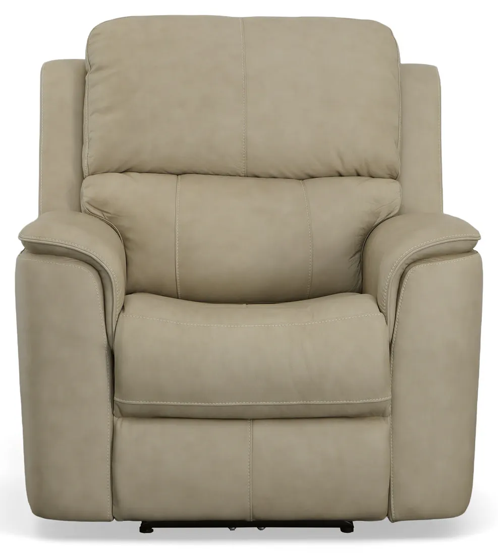 Flexsteel Furniture 1041-50PH-94680 Henry Beige Leather Power Recliner with Power Headrest and Lumbar Flexsteel Furniture 1041-50PH-94680 Henry Beige Leather Power Recliner with Power Headrest and Lumbar