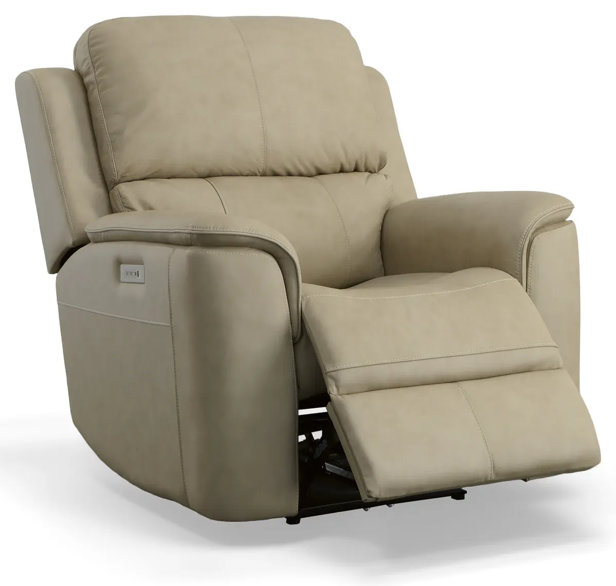 Flexsteel Furniture 1041-50PH-94680 Henry Beige Leather Power Recliner with Power Headrest and Lumbar Flexsteel Furniture 1041-50PH-94680 Henry Beige Leather Power Recliner with Power Headrest and Lumbar