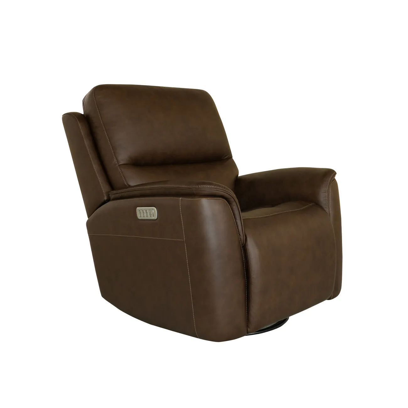 Flexsteel Furniture 1041-53P5-94671 Henry Burnt Umber Leather Power Swivel Gliding Recliner with Power Headrest, Lumbar, Heat and Massage