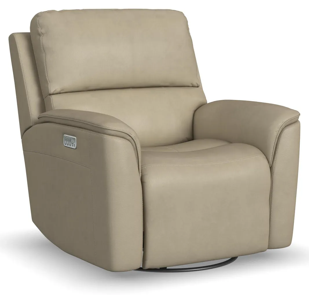 Flexsteel Furniture 1041-53P5-94680 Henry Beige Leather Power Swivel Gliding Recliner with Power Headrest, Lumbar, Heat and Massage Flexsteel Furniture 1041-53P5-94680 Henry Beige Leather Power Swivel Gliding Recliner with Power Headrest, Lumbar, Heat and Massage