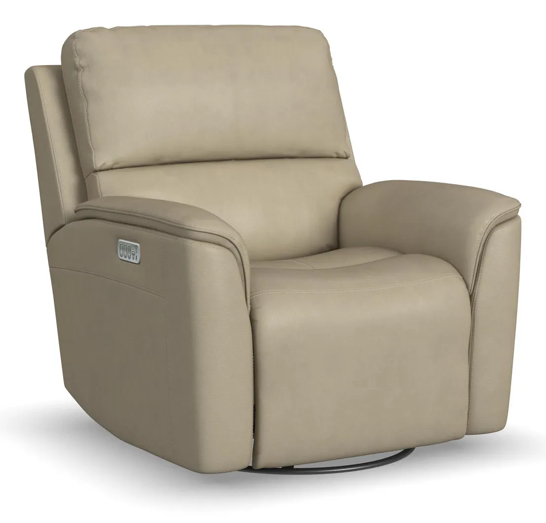 Flexsteel Furniture 1041-53P5-94680 Henry Beige Leather Power Swivel Gliding Recliner with Power Headrest, Lumbar, Heat and Massage Flexsteel Furniture 1041-53P5-94680 Henry Beige Leather Power Swivel Gliding Recliner with Power Headrest, Lumbar, Heat and Massage