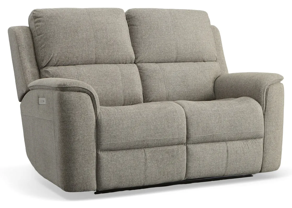 Flexsteel Furniture 1041-60PH-42501 Henry Fog Fabric Power Reclining Loveseat with Power Headrests & Lumbar Flexsteel Furniture 1041-60PH-42501 Henry Fog Fabric Power Reclining Loveseat with Power Headrests & Lumbar