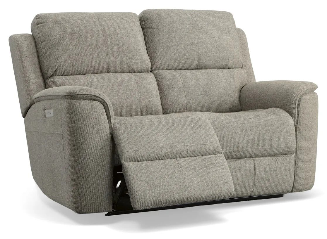 Flexsteel Furniture 1041-60PH-42501 Henry Fog Fabric Power Reclining Loveseat with Power Headrests & Lumbar Flexsteel Furniture 1041-60PH-42501 Henry Fog Fabric Power Reclining Loveseat with Power Headrests & Lumbar