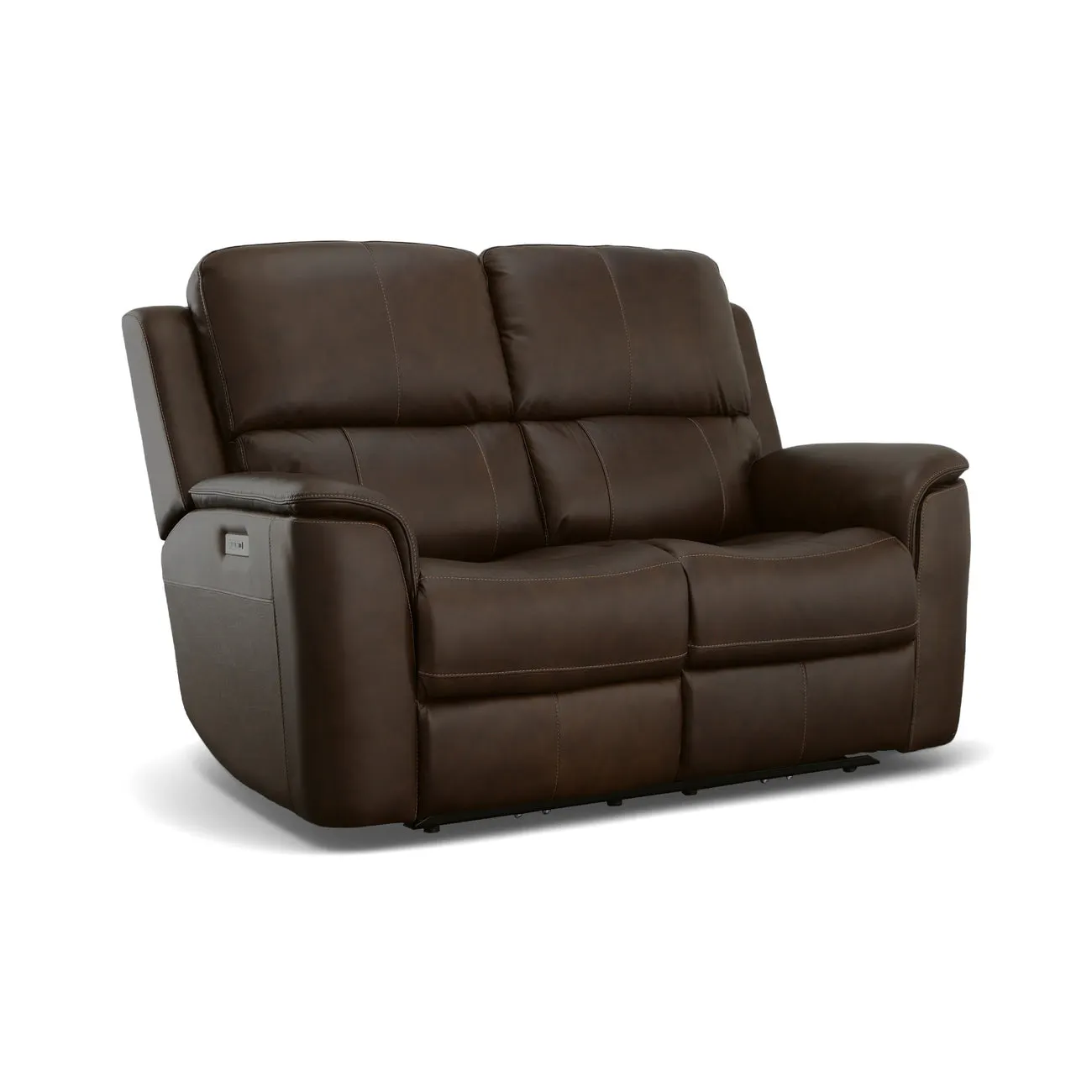 Flexsteel Furniture 1041-60PH-94671 Henry Burnt Umber Leather Power Reclining Loveseat with Power Headrests and Lumbar