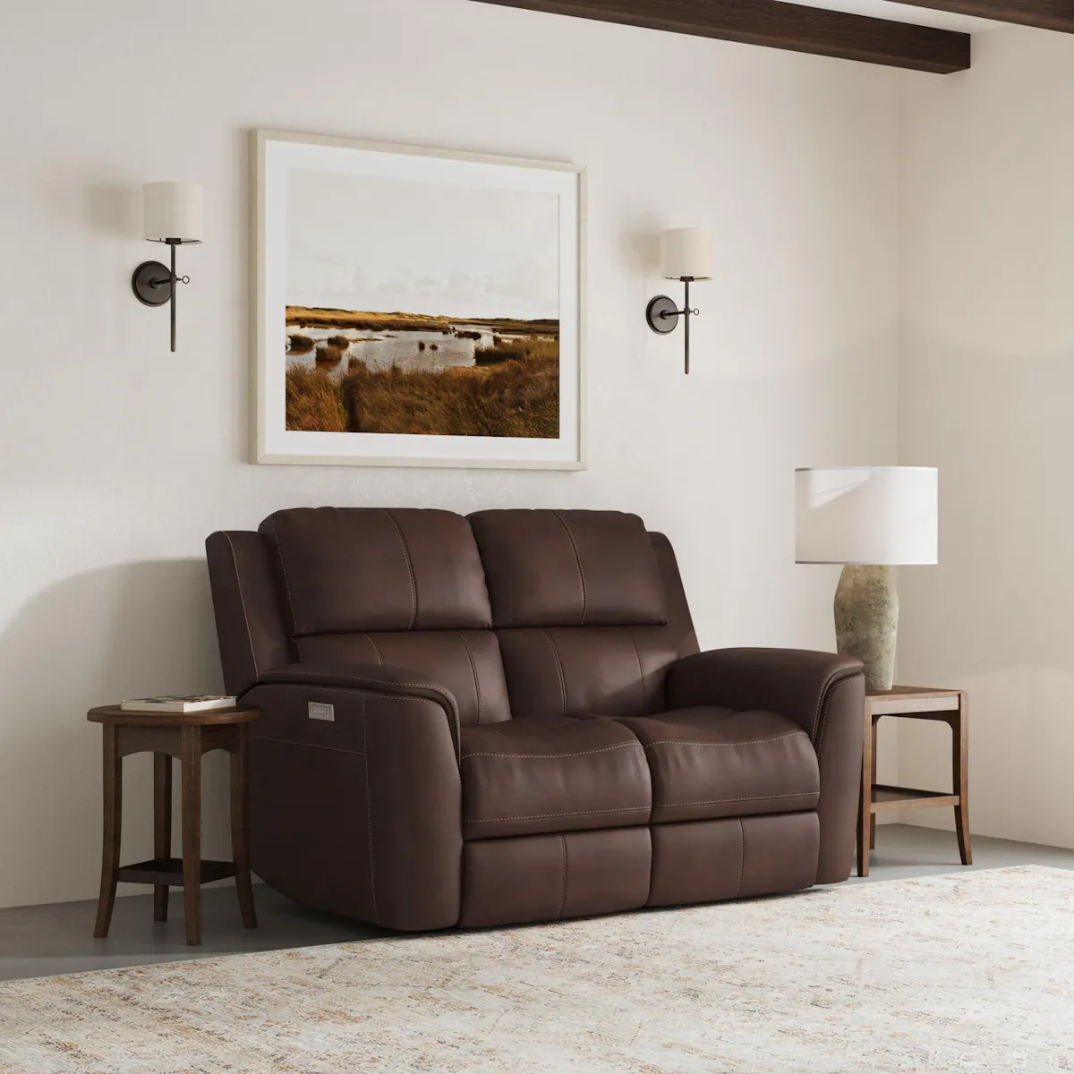 Flexsteel Furniture 1041-60PH-94671 Henry Burnt Umber Leather Power Reclining Loveseat with Power Headrests and Lumbar Flexsteel Furniture 1041-60PH-94671 Henry Burnt Umber Leather Power Reclining Loveseat with Power Headrests and Lumbar