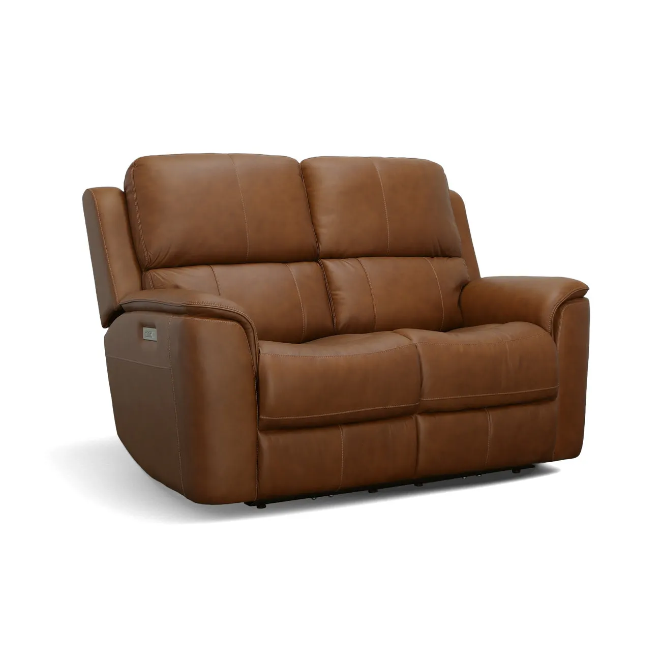 Flexsteel Furniture 1041-60PH-94672 Henry Caramel Leather Power Reclining Loveseat with Power Headrests and Lumbar