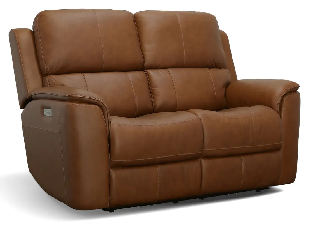 Flexsteel Furniture 1041-60PH-94672 Henry Caramel Leather Power Reclining Loveseat with Power Headrests and Lumbar Flexsteel Furniture 1041-60PH-94672 Henry Caramel Leather Power Reclining Loveseat with Power Headrests and Lumbar