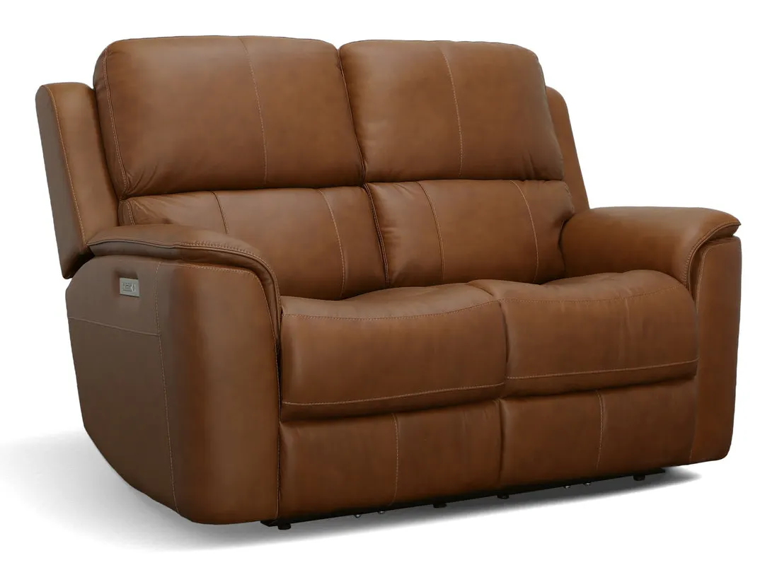 Flexsteel Furniture 1041-60PH-94672 Henry Caramel Leather Power Reclining Loveseat with Power Headrests and Lumbar Flexsteel Furniture 1041-60PH-94672 Henry Caramel Leather Power Reclining Loveseat with Power Headrests and Lumbar