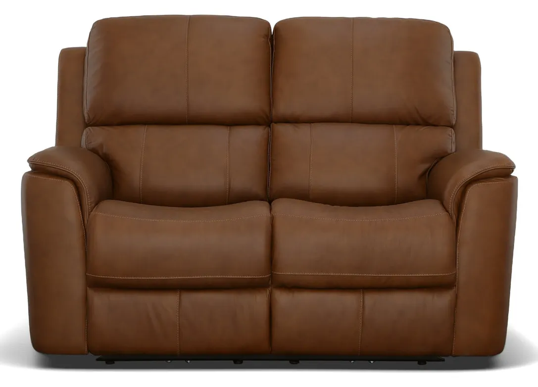 Flexsteel Furniture 1041-60PH-94672 Henry Caramel Leather Power Reclining Loveseat with Power Headrests and Lumbar Flexsteel Furniture 1041-60PH-94672 Henry Caramel Leather Power Reclining Loveseat with Power Headrests and Lumbar