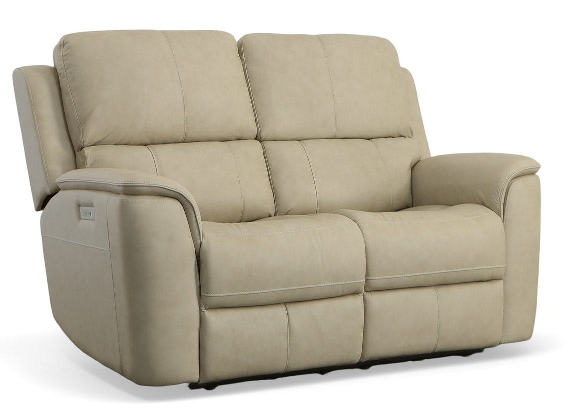 Flexsteel Furniture 1041-60PH-94680 Henry Beige Leather Power Reclining Loveseat with Power Headrests and Lumbar