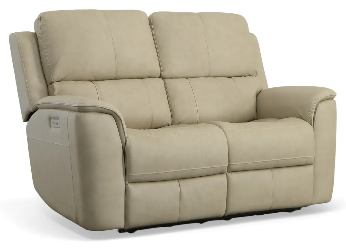 Flexsteel Furniture 1041-60PH-94680 Henry Beige Leather Power Reclining Loveseat with Power Headrests and Lumbar Flexsteel Furniture 1041-60PH-94680 Henry Beige Leather Power Reclining Loveseat with Power Headrests and Lumbar