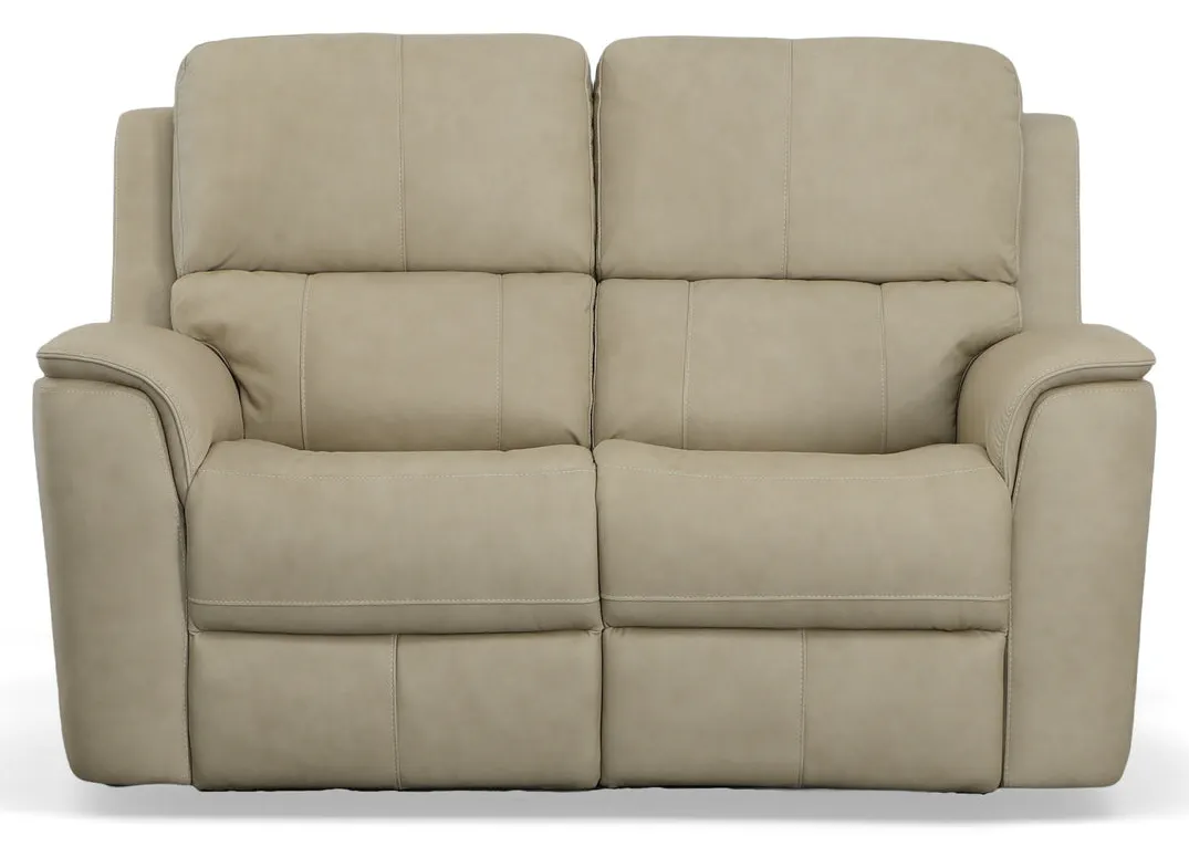 Flexsteel Furniture 1041-60PH-94680 Henry Beige Leather Power Reclining Loveseat with Power Headrests and Lumbar Flexsteel Furniture 1041-60PH-94680 Henry Beige Leather Power Reclining Loveseat with Power Headrests and Lumbar