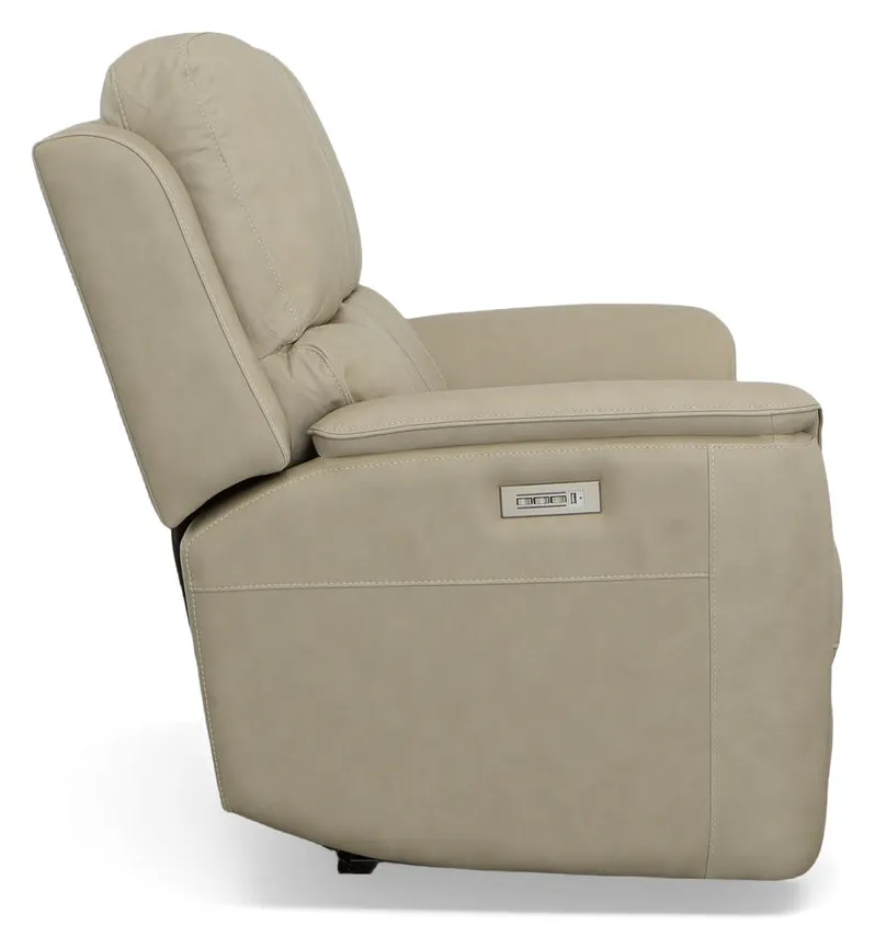 Flexsteel Furniture 1041-60PH-94680 Henry Beige Leather Power Reclining Loveseat with Power Headrests and Lumbar Flexsteel Furniture 1041-60PH-94680 Henry Beige Leather Power Reclining Loveseat with Power Headrests and Lumbar