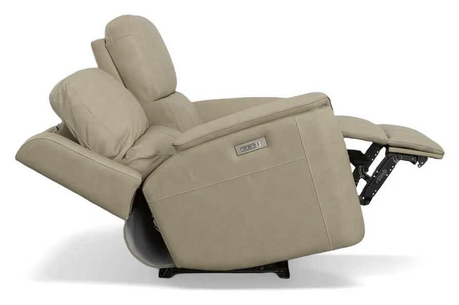 Flexsteel Furniture 1041-60PH-94680 Henry Beige Leather Power Reclining Loveseat with Power Headrests and Lumbar Flexsteel Furniture 1041-60PH-94680 Henry Beige Leather Power Reclining Loveseat with Power Headrests and Lumbar