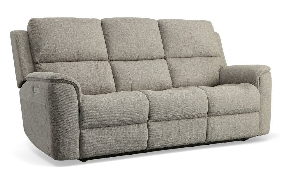 Flexsteel Furniture 1041-62PH-42501 Henry Fog Fabric Power Reclining Sofa with Power Headrests and Lumbar