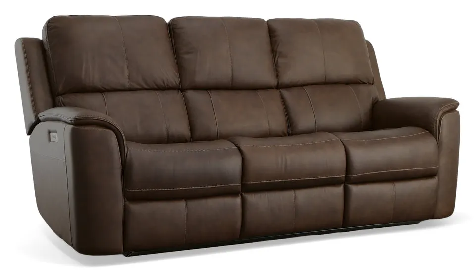 Flexsteel Furniture 1041-62PH-94671 Henry Burnt Umber Leather Power Reclining Sofa with Power Headrests and Lumbar Flexsteel Furniture 1041-62PH-94671 Henry Burnt Umber Leather Power Reclining Sofa with Power Headrests and Lumbar