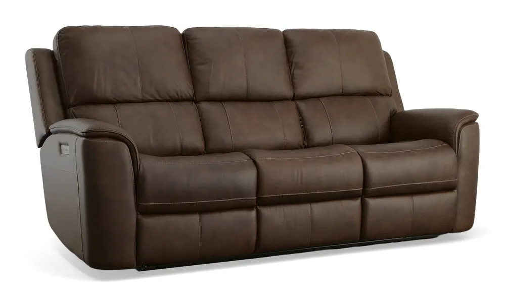 Flexsteel Furniture 1041-62PH-94671 Henry Burnt Umber Leather Power Reclining Sofa with Power Headrests and Lumbar Flexsteel Furniture 1041-62PH-94671 Henry Burnt Umber Leather Power Reclining Sofa with Power Headrests and Lumbar