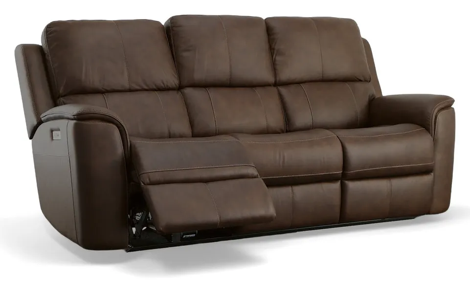 Flexsteel Furniture 1041-62PH-94671 Henry Burnt Umber Leather Power Reclining Sofa with Power Headrests and Lumbar Flexsteel Furniture 1041-62PH-94671 Henry Burnt Umber Leather Power Reclining Sofa with Power Headrests and Lumbar