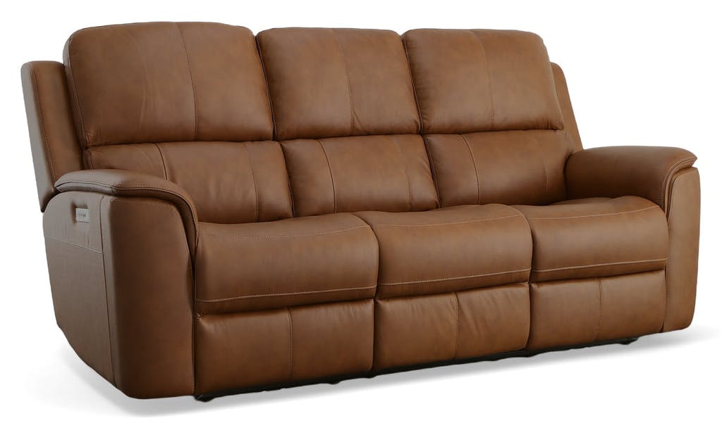 Flexsteel Furniture 1041-62PH-94672 Henry Caramel Leather Power Reclining Sofa with Power Headrests and Lumbar Flexsteel Furniture 1041-62PH-94672 Henry Caramel Leather Power Reclining Sofa with Power Headrests and Lumbar