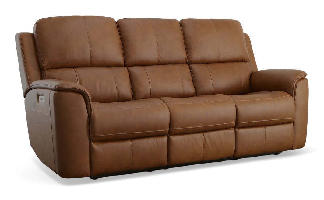 Flexsteel Furniture 1041-62PH-94672 Henry Caramel Leather Power Reclining Sofa with Power Headrests and Lumbar Flexsteel Furniture 1041-62PH-94672 Henry Caramel Leather Power Reclining Sofa with Power Headrests and Lumbar