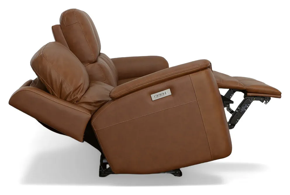 Flexsteel Furniture 1041-62PH-94672 Henry Caramel Leather Power Reclining Sofa with Power Headrests and Lumbar Flexsteel Furniture 1041-62PH-94672 Henry Caramel Leather Power Reclining Sofa with Power Headrests and Lumbar