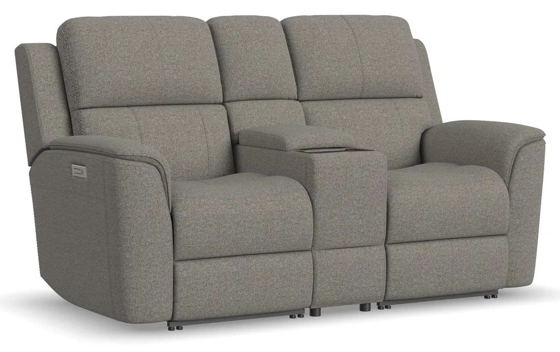 Flexsteel Furniture 1041-64PH-42501 Henry Fog Fabric Power Reclining Loveseat with Console and Power Headrests and Lumbar Flexsteel Furniture 1041-64PH-42501 Henry Fog Fabric Power Reclining Loveseat with Console and Power Headrests and Lumbar