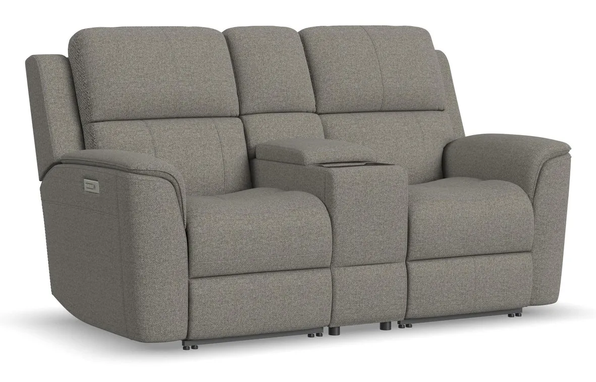 Flexsteel Furniture 1041-64PH-42501 Henry Fog Fabric Power Reclining Loveseat with Console and Power Headrests and Lumbar Flexsteel Furniture 1041-64PH-42501 Henry Fog Fabric Power Reclining Loveseat with Console and Power Headrests and Lumbar