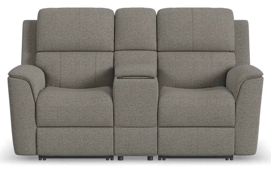 Flexsteel Furniture 1041-64PH-42501 Henry Fog Fabric Power Reclining Loveseat with Console and Power Headrests and Lumbar Flexsteel Furniture 1041-64PH-42501 Henry Fog Fabric Power Reclining Loveseat with Console and Power Headrests and Lumbar