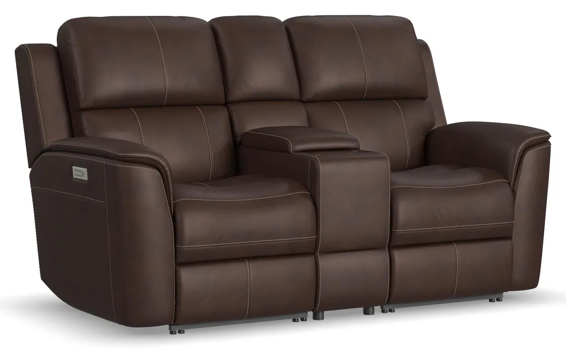 Flexsteel Furniture 1041-64PH-94671 Henry Burnt Umber Leather Power Reclining Loveseat with Console and Power Headrests and Lumbar Flexsteel Furniture 1041-64PH-94671 Henry Burnt Umber Leather Power Reclining Loveseat with Console and Power Headrests and Lumbar