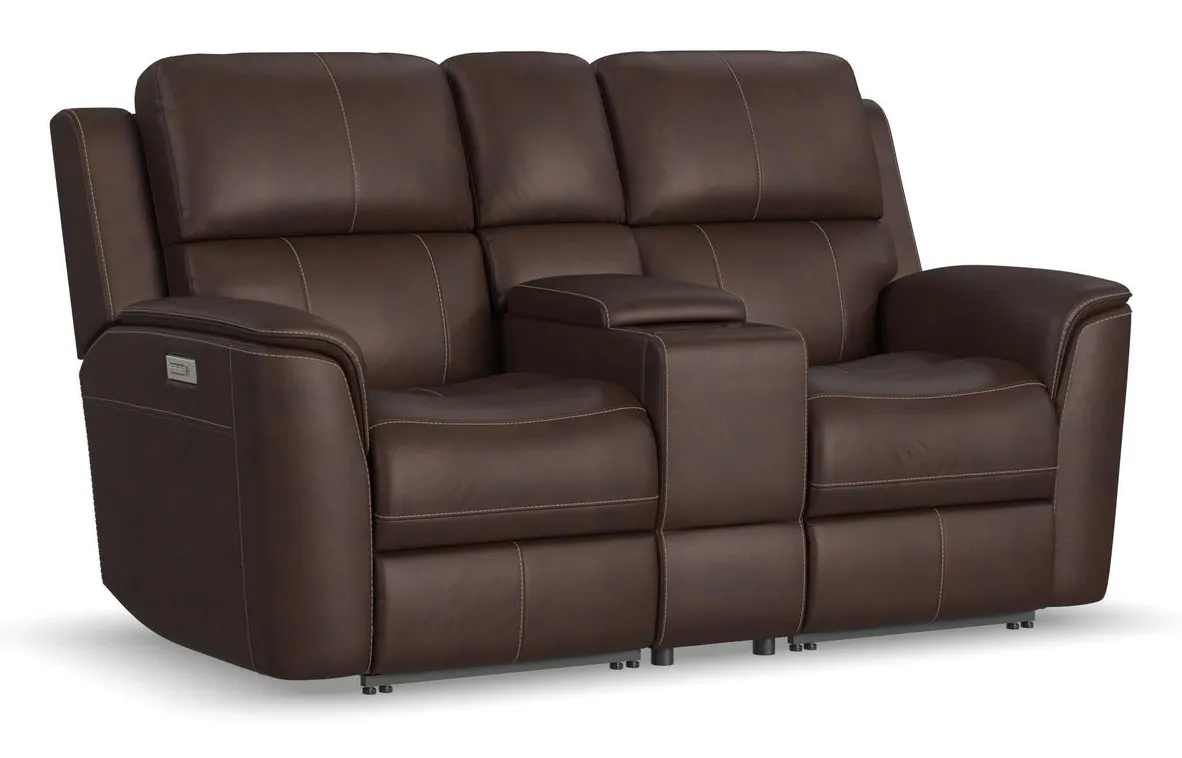 Flexsteel Furniture 1041-64PH-94671 Henry Burnt Umber Leather Power Reclining Loveseat with Console and Power Headrests and Lumbar Flexsteel Furniture 1041-64PH-94671 Henry Burnt Umber Leather Power Reclining Loveseat with Console and Power Headrests and Lumbar
