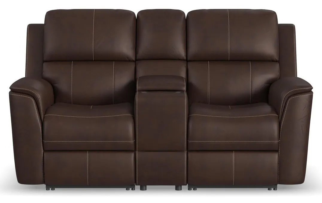 Flexsteel Furniture 1041-64PH-94671 Henry Burnt Umber Leather Power Reclining Loveseat with Console and Power Headrests and Lumbar Flexsteel Furniture 1041-64PH-94671 Henry Burnt Umber Leather Power Reclining Loveseat with Console and Power Headrests and Lumbar