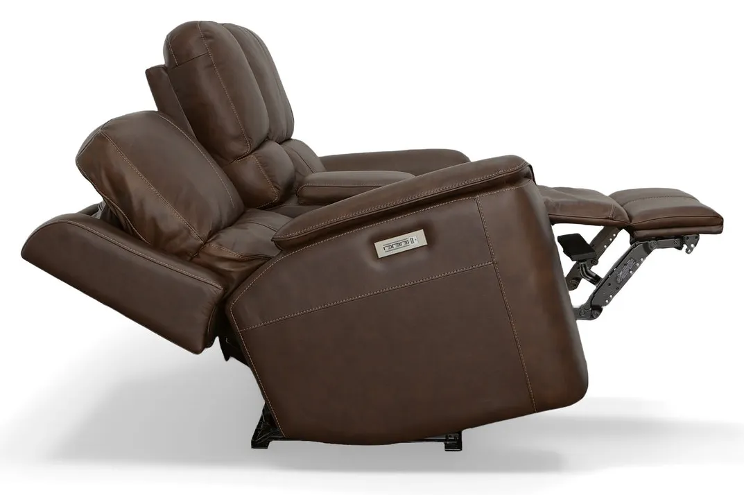 Flexsteel Furniture 1041-64PH-94671 Henry Burnt Umber Leather Power Reclining Loveseat with Console and Power Headrests and Lumbar Flexsteel Furniture 1041-64PH-94671 Henry Burnt Umber Leather Power Reclining Loveseat with Console and Power Headrests and Lumbar