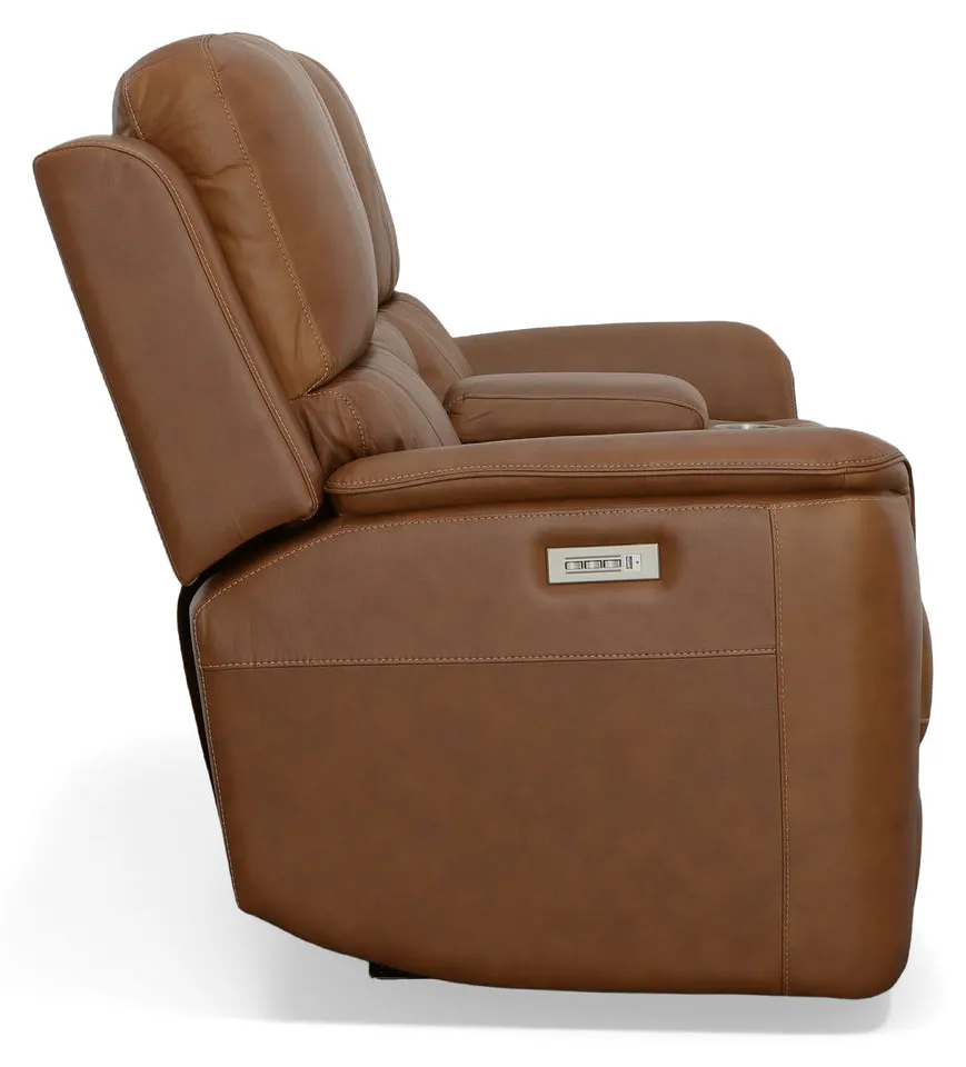 Flexsteel Furniture 1041-64PH-94672 Henry Caramel Leather Power Reclining Loveseat with Console and Power Headrests and Lumbar Flexsteel Furniture 1041-64PH-94672 Henry Caramel Leather Power Reclining Loveseat with Console and Power Headrests and Lumbar