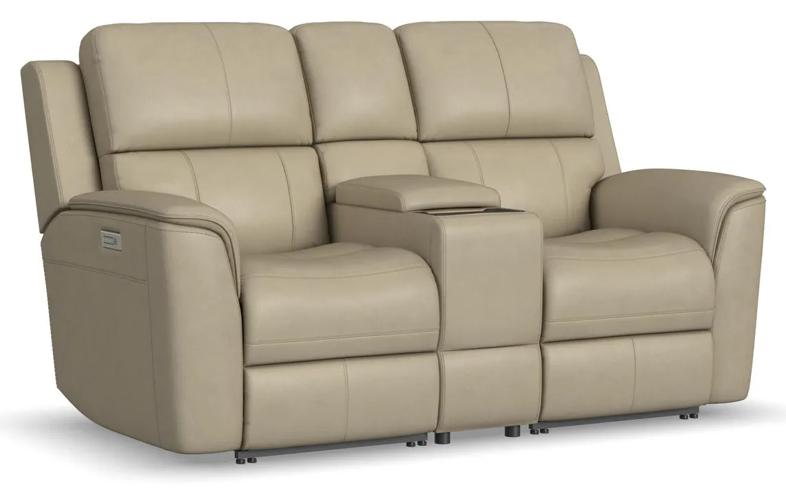 Flexsteel Furniture 1041-64PH-94680 Henry Beige Leather Power Reclining Loveseat with Console and Power Headrests and Lumbar Flexsteel Furniture 1041-64PH-94680 Henry Beige Leather Power Reclining Loveseat with Console and Power Headrests and Lumbar