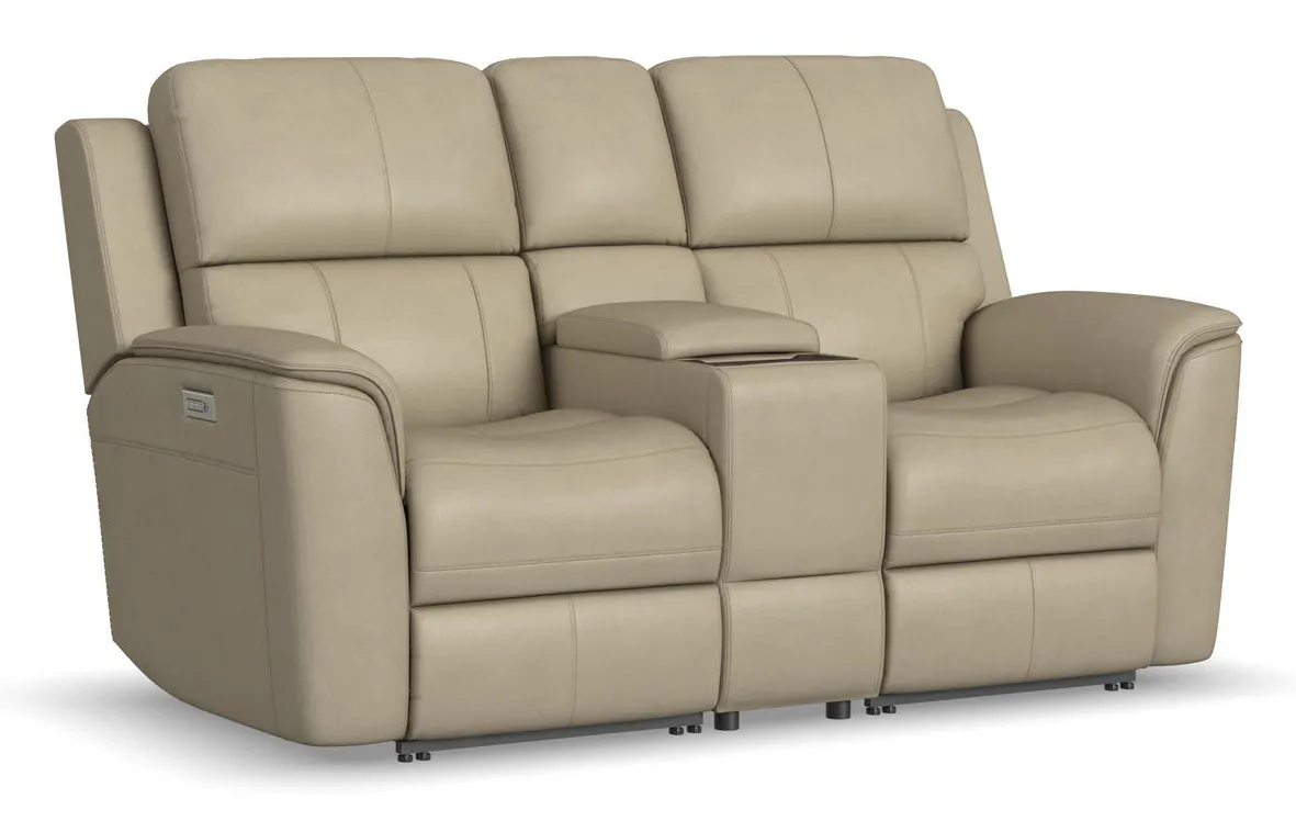 Flexsteel Furniture 1041-64PH-94680 Henry Beige Leather Power Reclining Loveseat with Console and Power Headrests and Lumbar Flexsteel Furniture 1041-64PH-94680 Henry Beige Leather Power Reclining Loveseat with Console and Power Headrests and Lumbar