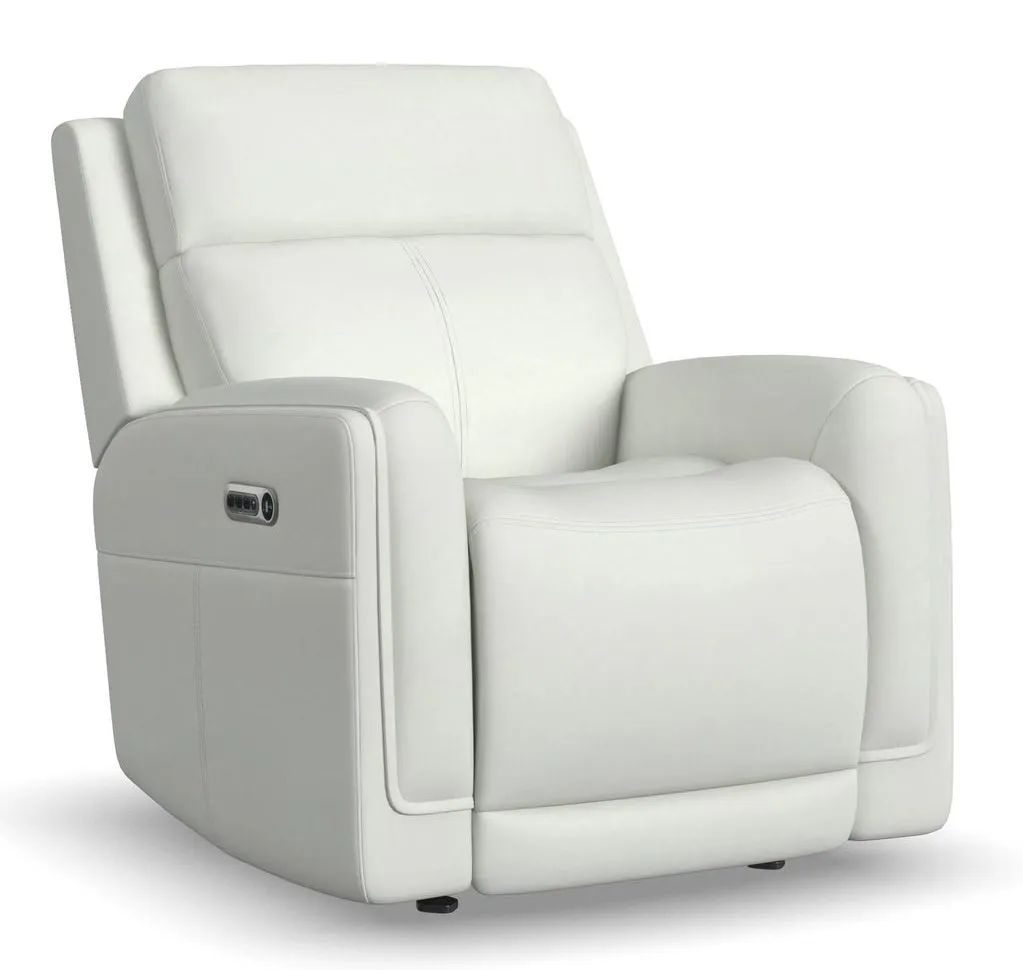 Flexsteel Furniture 1158-54GL-32611 Alister Porcelain Leather Power Gliding Recliner with Power Headrest and Lumbar
