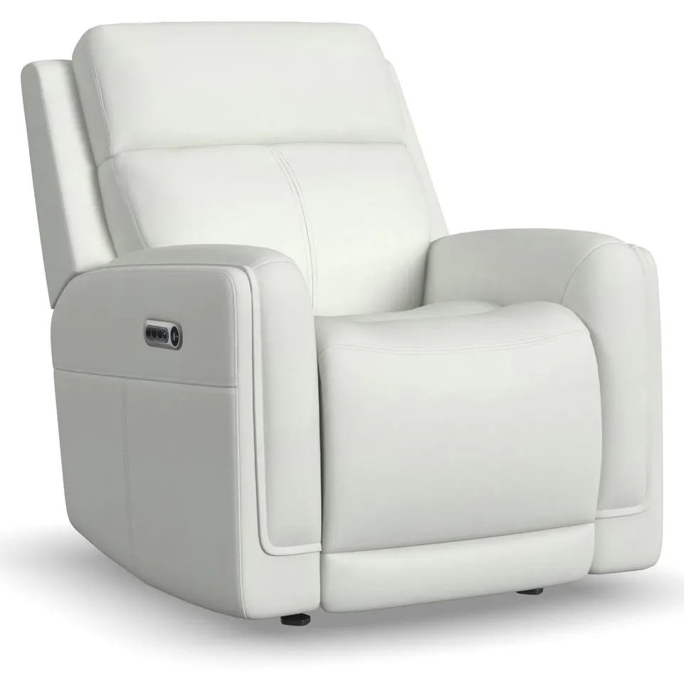 Flexsteel Furniture 1158-54GL-32611 Alister Porcelain Leather Power Gliding Recliner with Power Headrest and Lumbar Flexsteel Furniture 1158-54GL-32611 Alister Porcelain Leather Power Gliding Recliner with Power Headrest and Lumbar