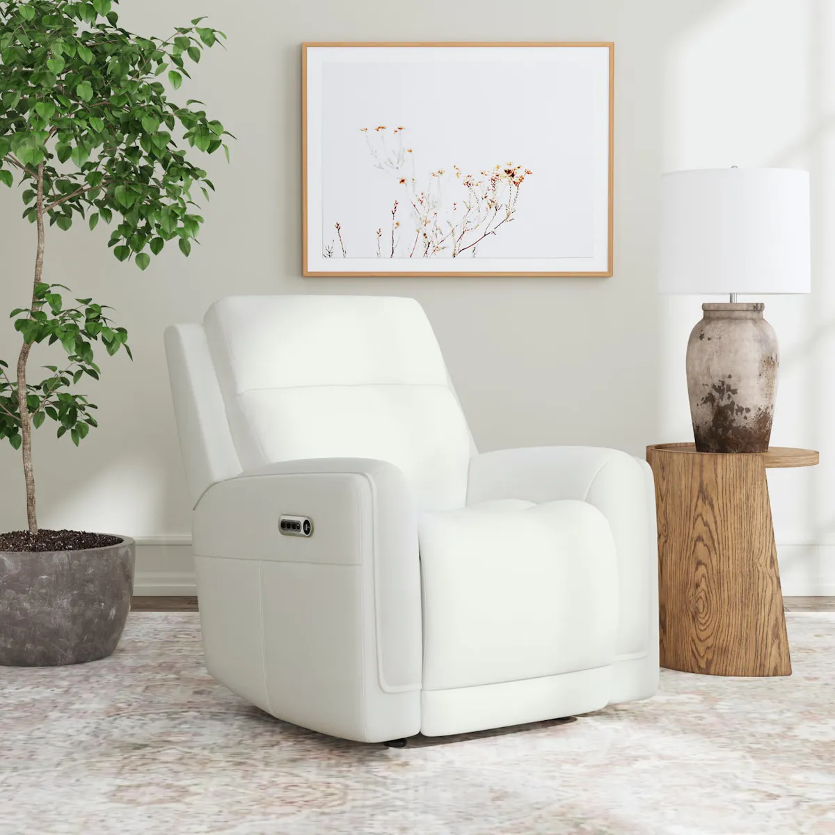 Flexsteel Furniture 1158-54GL-32611 Alister Porcelain Leather Power Gliding Recliner with Power Headrest and Lumbar Flexsteel Furniture 1158-54GL-32611 Alister Porcelain Leather Power Gliding Recliner with Power Headrest and Lumbar