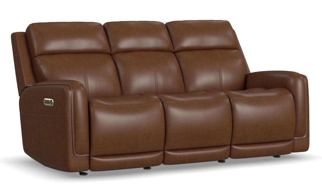 Flexsteel Furniture 1158-63GL-73472 Alister Sedona Leather Power Gliding Sofa with Power Headrests and Lumbar
