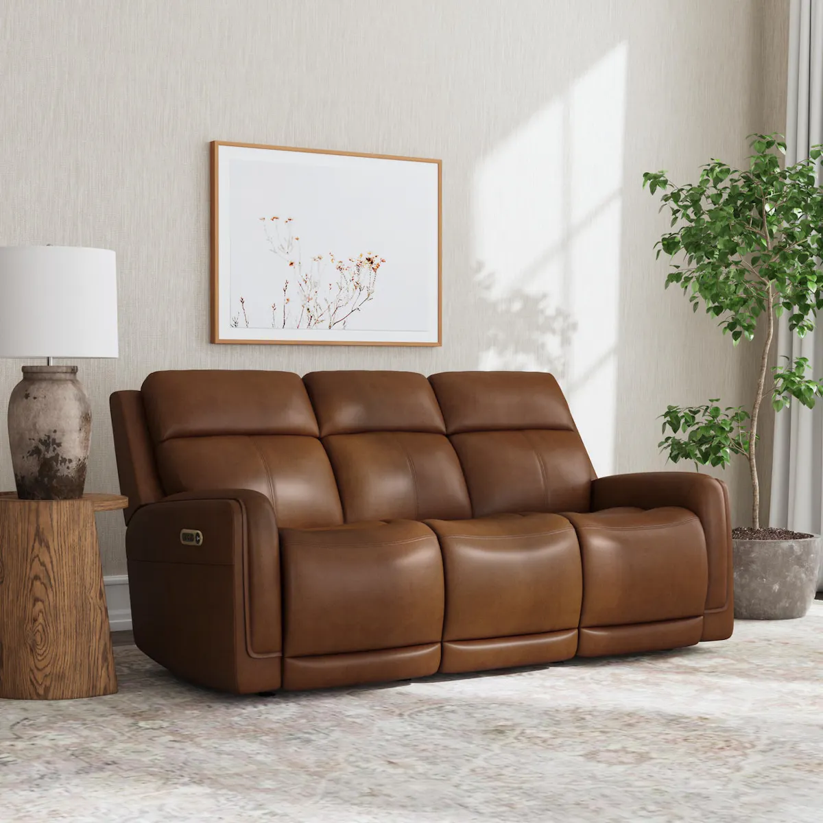 Flexsteel Furniture 1158-63GL-73472 Alister Sedona Leather Power Gliding Sofa with Power Headrests and Lumbar Flexsteel Furniture 1158-63GL-73472 Alister Sedona Leather Power Gliding Sofa with Power Headrests and Lumbar