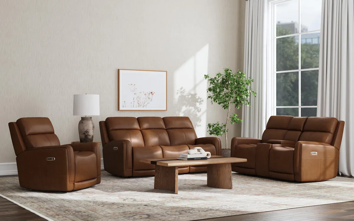 Flexsteel Furniture 1158-63GL-73472 Alister Sedona Leather Power Gliding Sofa with Power Headrests and Lumbar Flexsteel Furniture 1158-63GL-73472 Alister Sedona Leather Power Gliding Sofa with Power Headrests and Lumbar