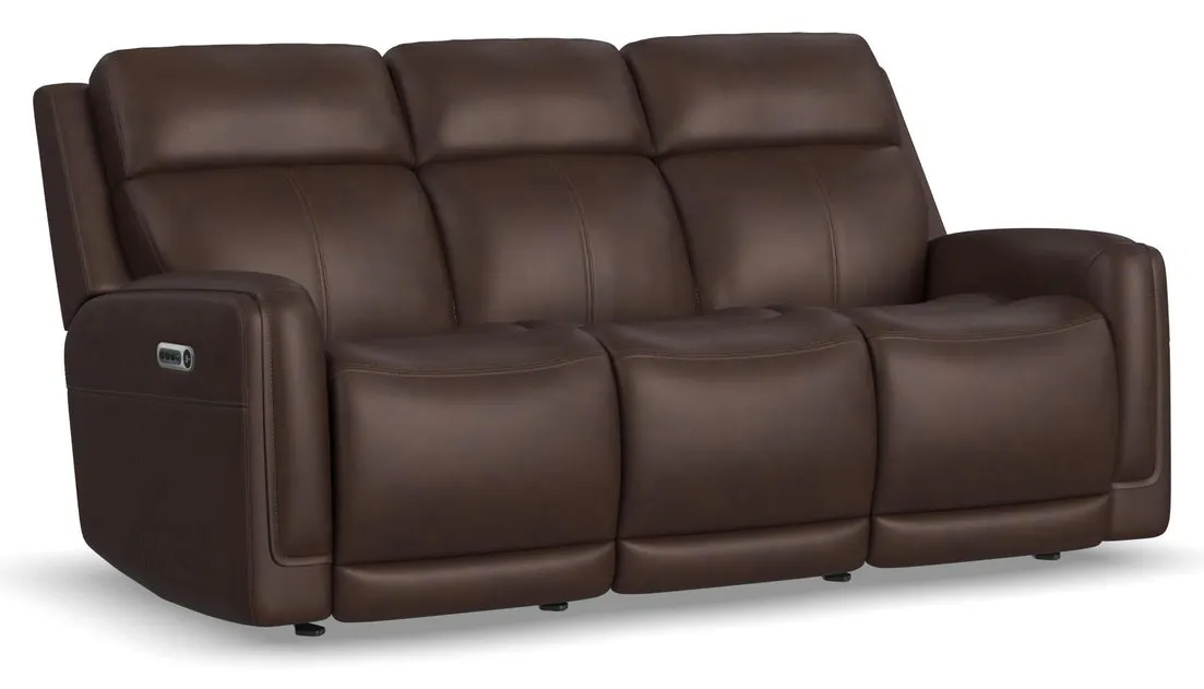 Flexsteel Furniture 1158-63GL-94671 Alister Burnt Umber Leather Power Gliding Sofa with Power Headrests and Lumbar Flexsteel Furniture 1158-63GL-94671 Alister Burnt Umber Leather Power Gliding Sofa with Power Headrests and Lumbar