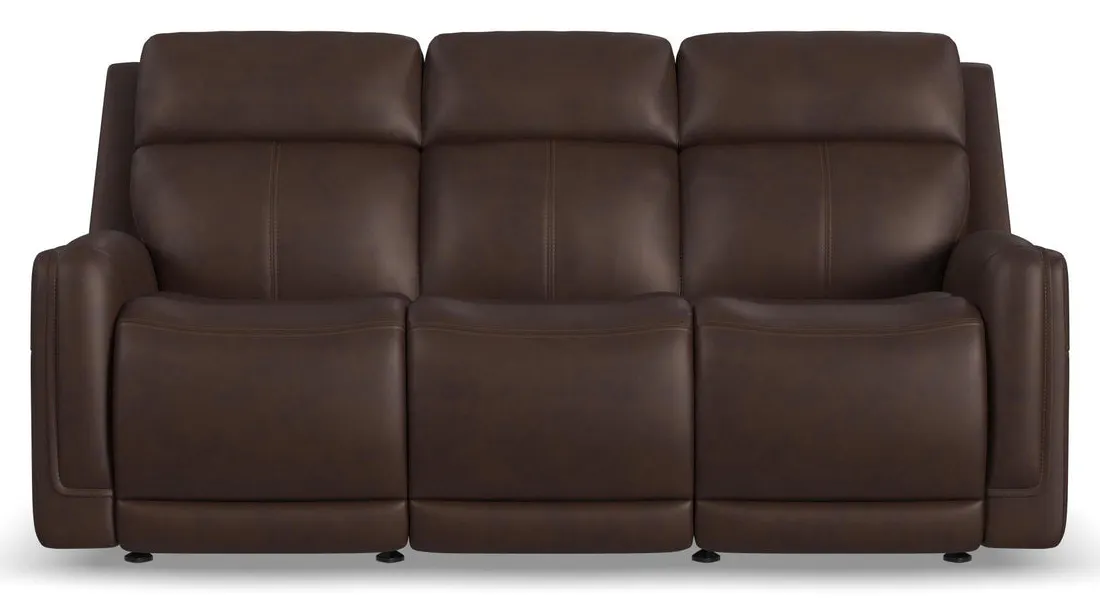 Flexsteel Furniture 1158-63GL-94671 Alister Burnt Umber Leather Power Gliding Sofa with Power Headrests and Lumbar Flexsteel Furniture 1158-63GL-94671 Alister Burnt Umber Leather Power Gliding Sofa with Power Headrests and Lumbar