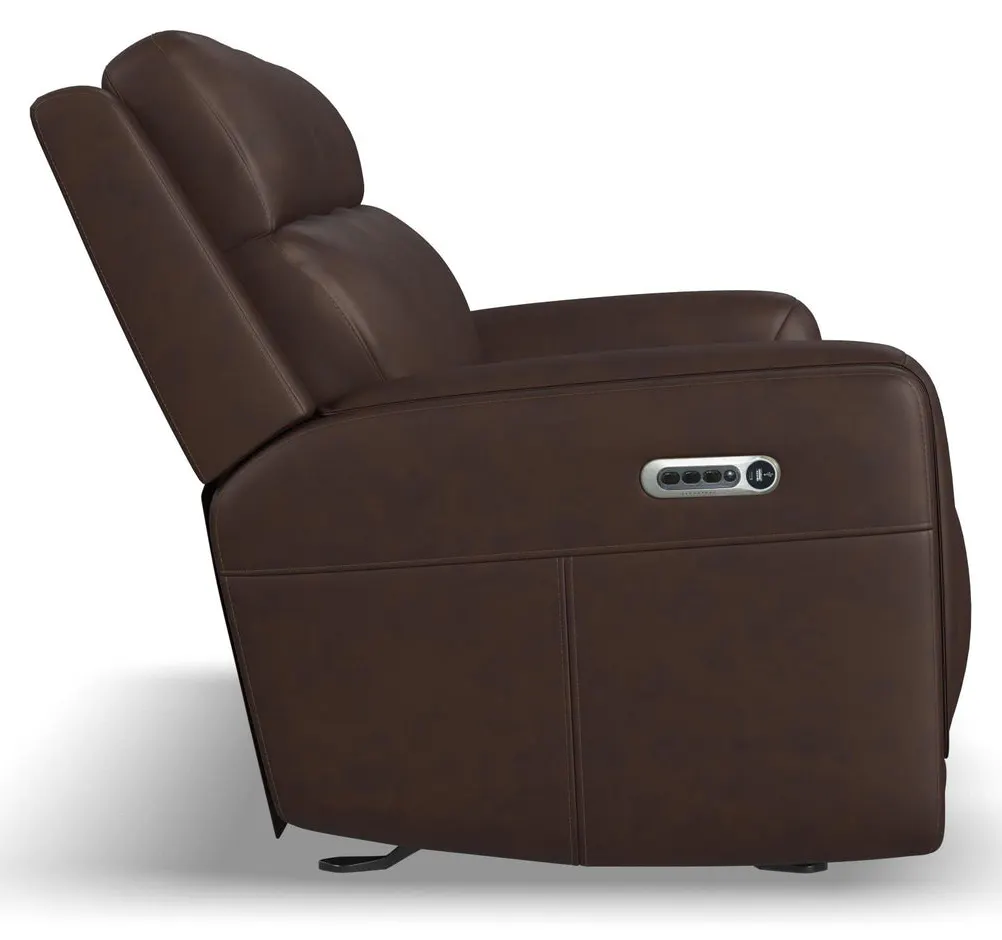 Flexsteel Furniture 1158-63GL-94671 Alister Burnt Umber Leather Power Gliding Sofa with Power Headrests and Lumbar Flexsteel Furniture 1158-63GL-94671 Alister Burnt Umber Leather Power Gliding Sofa with Power Headrests and Lumbar