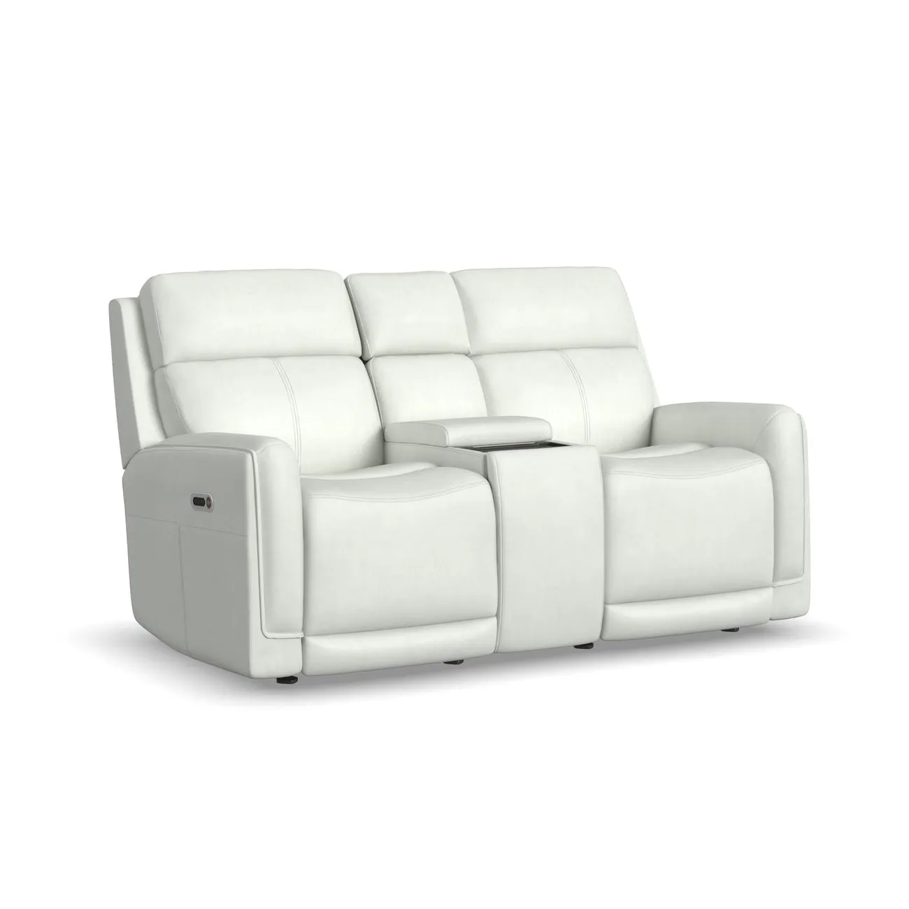 Flexsteel Furniture 1158-64GL-32611 Alister Porcelain Leather Power Gliding Loveseat with Console, Power Headrests and Lumbar