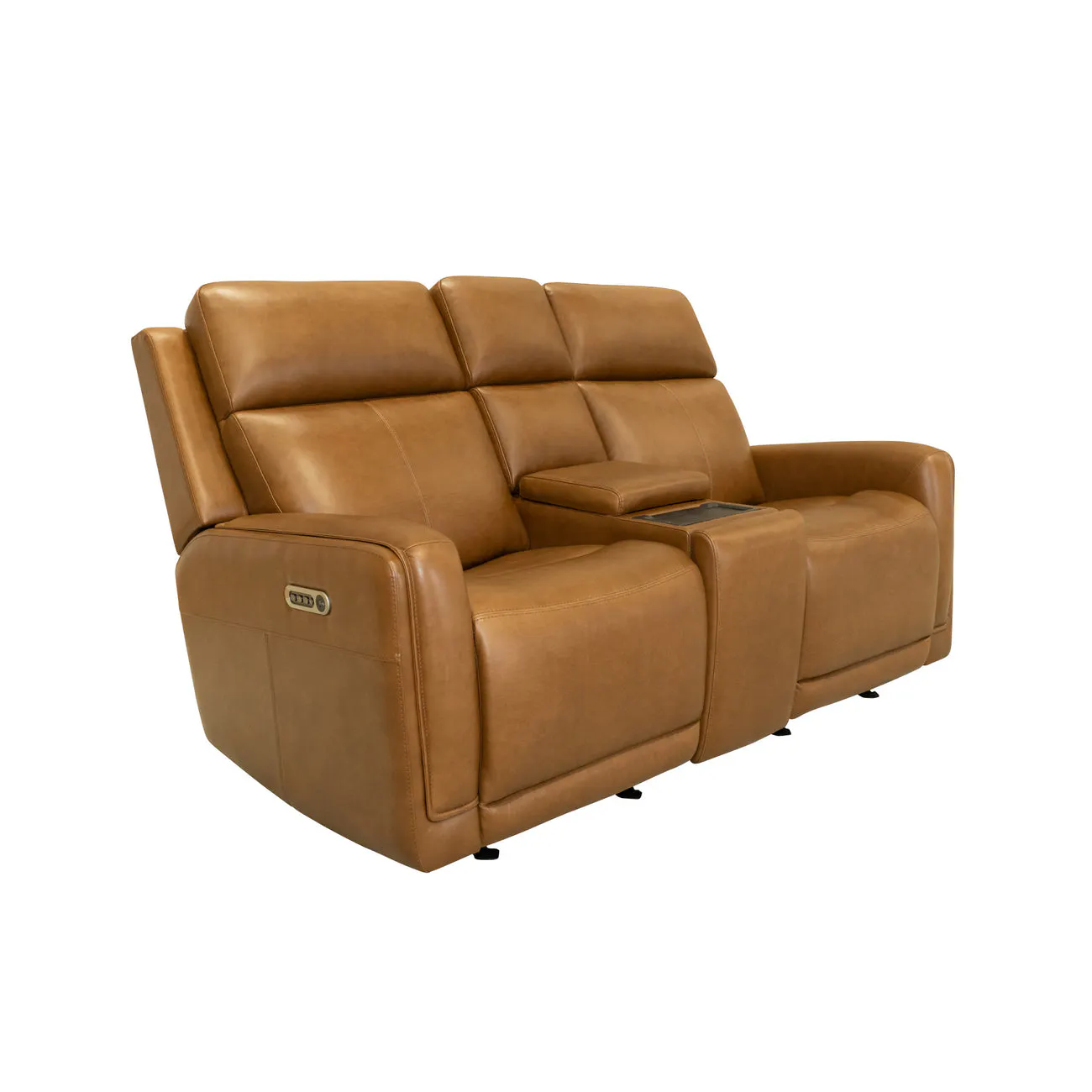 Flexsteel Furniture 1158-64GL-73472 Alister Sedona Leather Power Gliding Loveseat with Console, Power Headrests and Lumbar