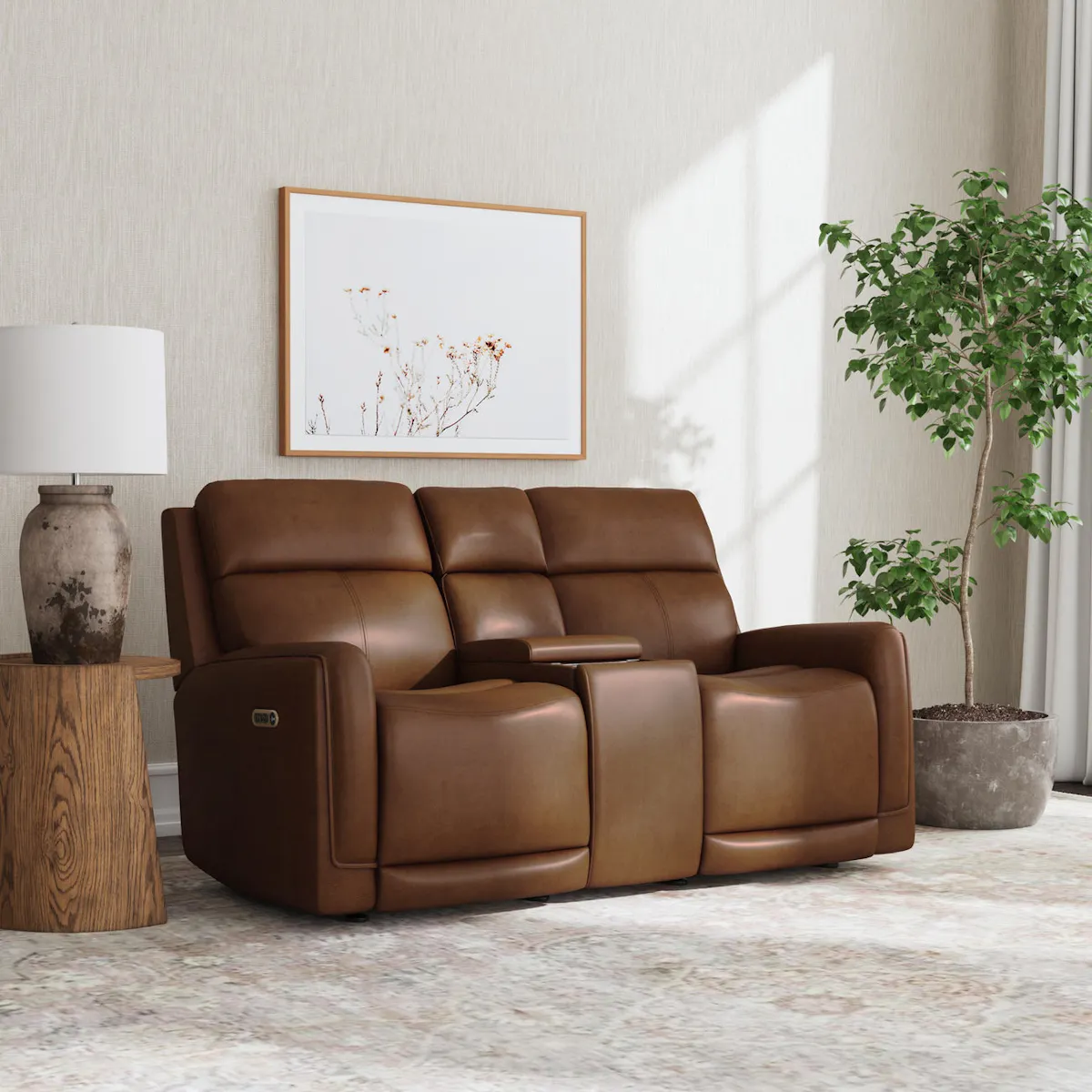 Flexsteel Furniture 1158-64GL-73472 Alister Sedona Leather Power Gliding Loveseat with Console, Power Headrests and Lumbar Flexsteel Furniture 1158-64GL-73472 Alister Sedona Leather Power Gliding Loveseat with Console, Power Headrests and Lumbar