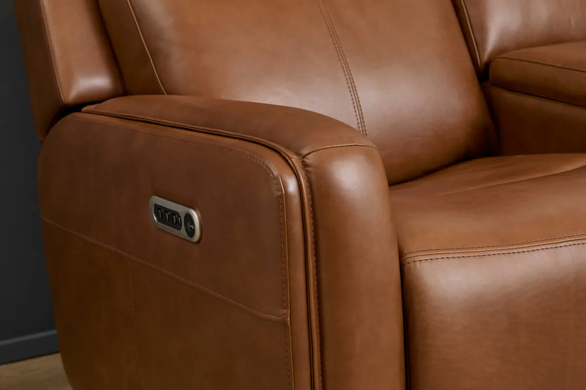 Flexsteel Furniture 1158-64GL-73472 Alister Sedona Leather Power Gliding Loveseat with Console, Power Headrests and Lumbar Flexsteel Furniture 1158-64GL-73472 Alister Sedona Leather Power Gliding Loveseat with Console, Power Headrests and Lumbar