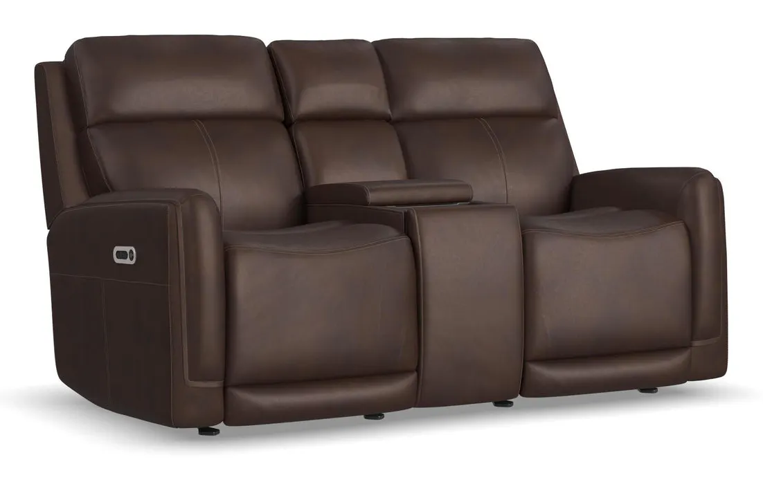 Flexsteel Furniture 1158-64GL-94671 Alister Burnt Umber Leather Power Gliding Loveseat with Console, Power Headrests and Lumbar Flexsteel Furniture 1158-64GL-94671 Alister Burnt Umber Leather Power Gliding Loveseat with Console, Power Headrests and Lumbar