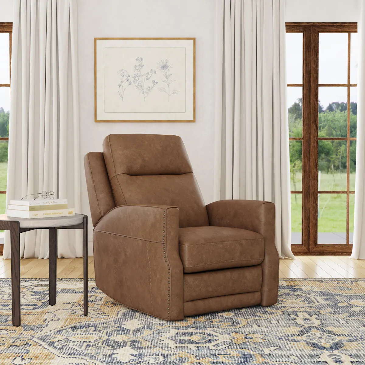 Flexsteel Furniture 1585-54PH-68572 Maxwell Cedar Leather Power Gliding Recliner with Power Headrest and Lumbar Flexsteel Furniture 1585-54PH-68572 Maxwell Cedar Leather Power Gliding Recliner with Power Headrest and Lumbar